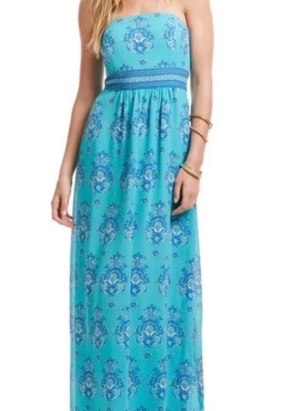 Vineyard Vines Scarf Print Medallion Silk Blend Maxi Summer Dress Size 2